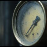 Vintage analogue pressure gauge with the needle resting at zero