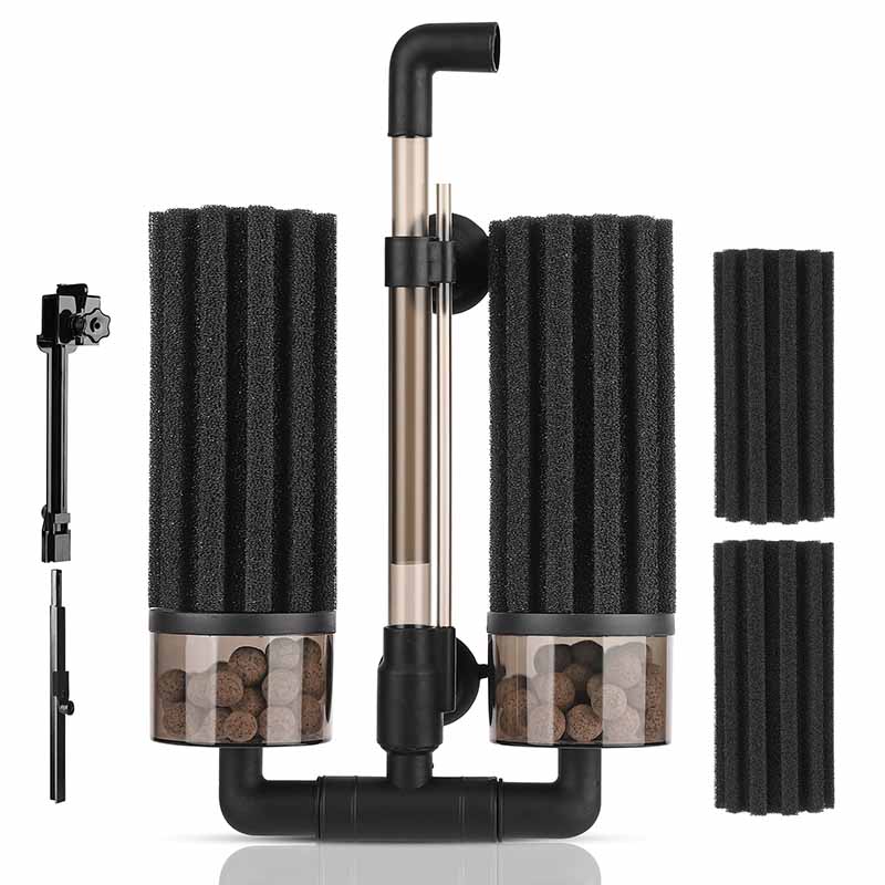 hygger Double Biochemical Sponge Filter with two sponges, ceramic media and spare sponges