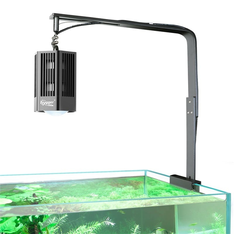 hygger Max Pro COB plant light on an arm over a rimless planted tank