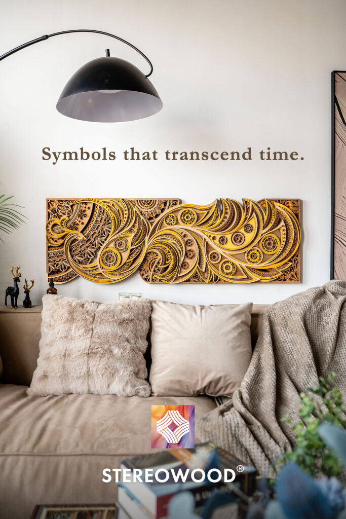 Phoenix Perch horizontal multilayer wood wall art by Stereowood